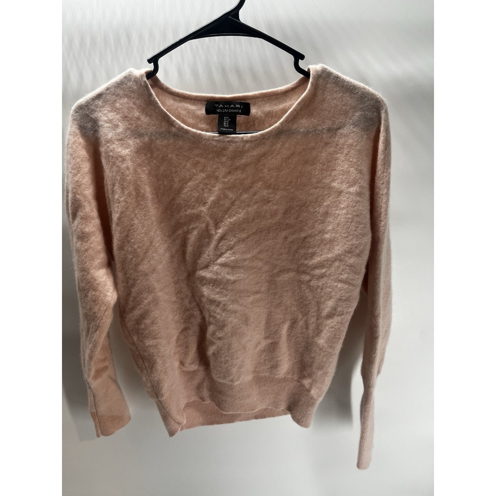 Tahari 100% 2 Ply Cashmere Pull Over Sweater Blush Pink‎ Small Winter Soft